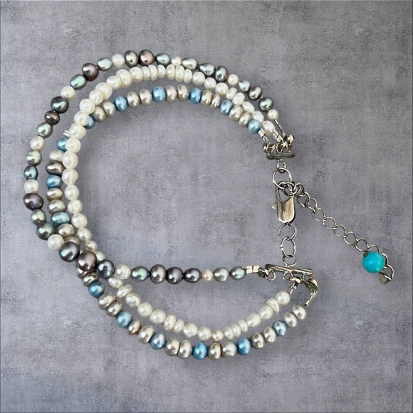 Multi color rice pearl bracelet silver plated clasp - Picture 2 of 4